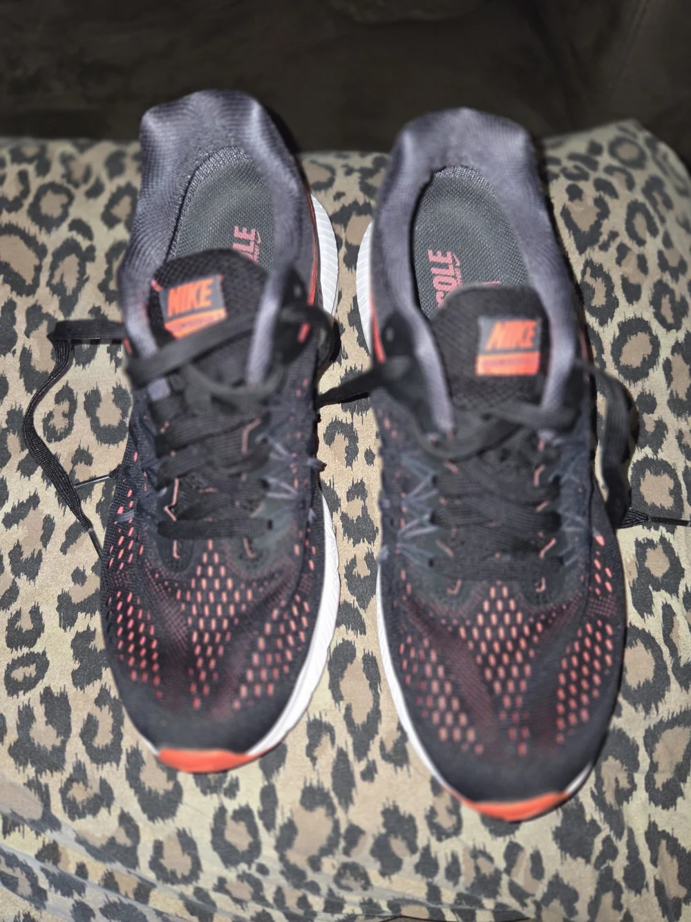 Nike Women's Black Sneakers with Coral Swoosh